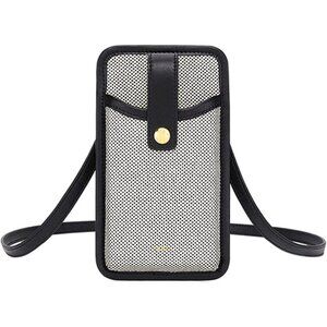 Vegan Leather Canvas Cell Phone Crossbody Bag Womens Black Compact Durable